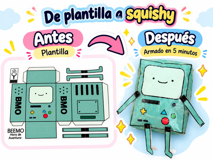 De plantilla a squishy: plantilla de BMO para imprimir y el squishy armado en 5 minutos