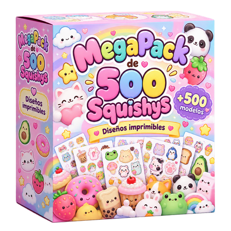 Caja del Mega Pack con más de 500 moldes de Paper Squishy imprimibles