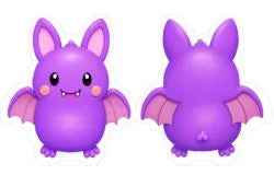 Murciélago violeta kawaii a color