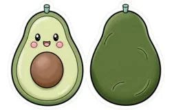 Aguacate kawaii a color