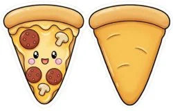 Porción de pizza kawaii